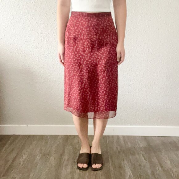 Vintage red floral midi skirt - Picture 2 of 11